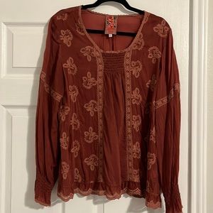 Johnny Was rust colored top, size Large